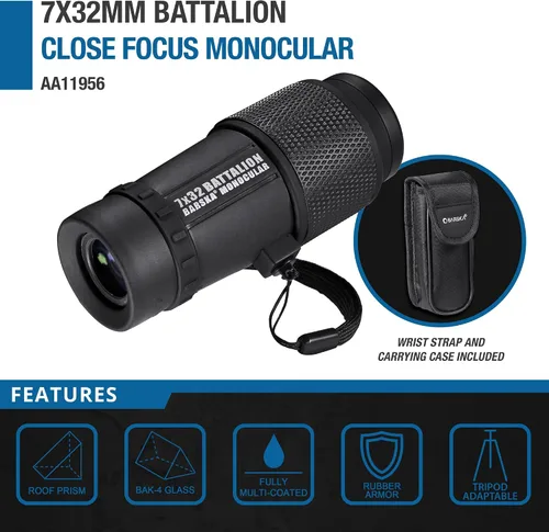 Miniatura 2 de Barska Batallón Monocular impermeable – Óptica portátil de alta potencia para observación de aves, senderismo, eventos deportivos, conciertos