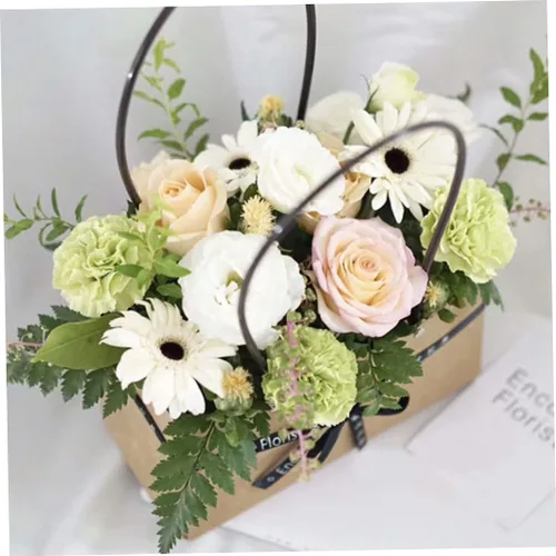 Miniatura 4 de Ckuakiwu Bolsas de ramo de flores, bolsa de regalo de flores de papel kraft con asa, bolsa de regalo, caja de regalo floral para recuerdos