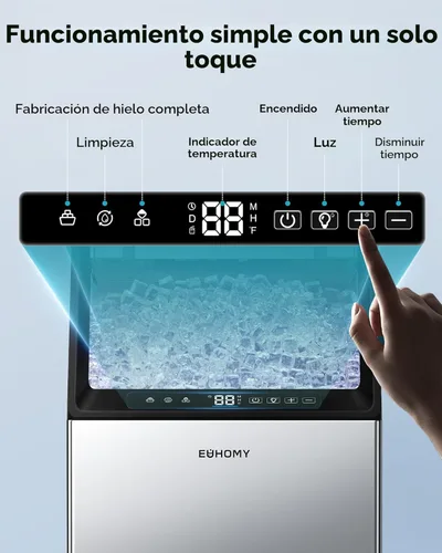 Miniatura 4 de EUHOMY Máquina comercial para hacer hielo, máquina de hielo de acero inoxidable de 120 libras/24 horas debajo del mostrador con contenedor