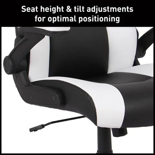 Miniatura 6 de Realspace RS Gaming™ RGX - Silla de oficina para juegos de piel sintética con respaldo alto, color negro/blanco, compatible con BIFMA
