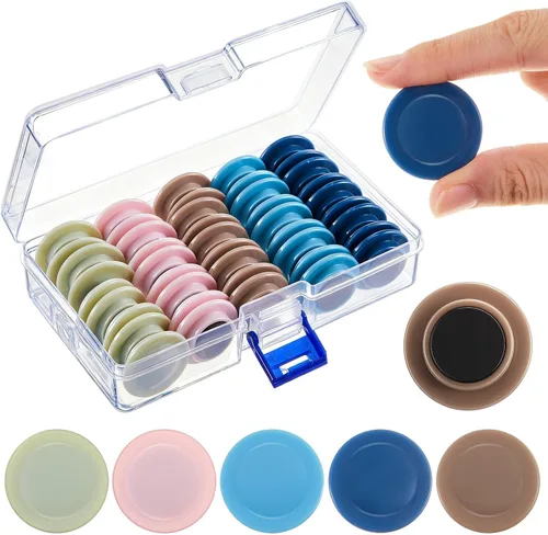 Miniatura 13 de Outus 45 imanes redondos negros para pizarra blanca de 1.2 in, imanes para refrigerador para el regreso a clases, mini nevera, suministros