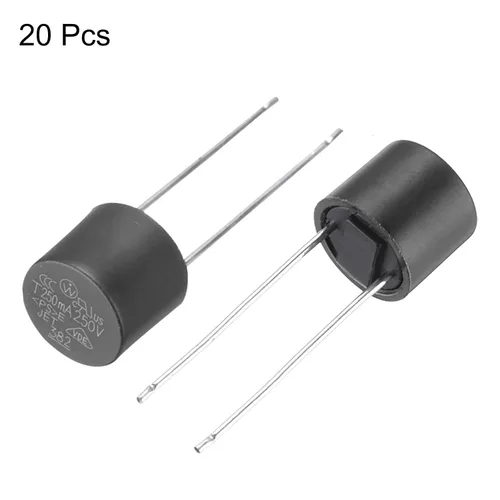 Miniatura 3 de uxcell 20 piezas cilíndricas DIP montado en miniatura redondo lento micro fusible para piezas electrónicas PCB LCD reparación, T250mA 250mA 250V