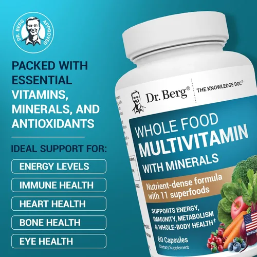 Miniatura 2 de Dr. Berg Multivitamínico integral con minerales - Multivitamínico diario para hombres y mujeres - Incluye mezcla de frutas y verduras integrales