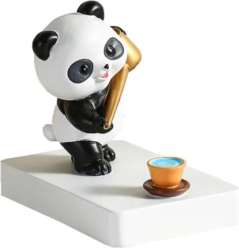 Miniatura 8 de Cute Panda Phone Stand for Desk Resin Bear Figurines Phone Holder White and Black Statue Kawaii Desk Accessories