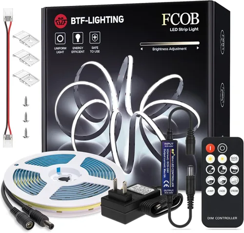 Miniatura 12 de BTF-LIGHTING COB - Tira de luz LED de 24 V, 16.4 pies, 3000 K, blanco cálido, regulable, de alta densidad, cinta flexible con control remoto
