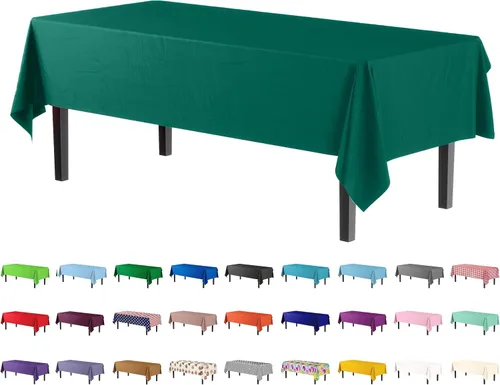 Miniatura 42 de Party Solids Paquete de 4 manteles de plástico color azul aguamarina, 54 x 108 pulgadas, mantel desechable para fiestas y pícnics