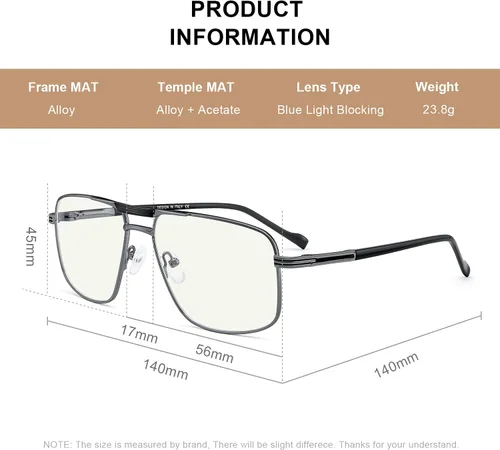 Miniatura 4 de Gafas de lectura para hombre, cuadrado, doble puente, bloqueo de luz azul, para lectura de computadora Gris