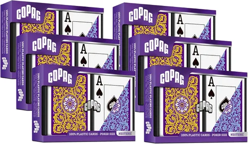 Miniatura 11 de Copag 1546 Neoteric Design - Juego de cartas 100 % de plástico, tamaño de póquer (estándar) violeta/amarillo/azul (índice jumbo, 1 juego)