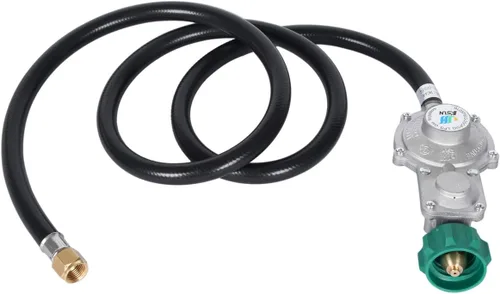 GasSaf Regulador de propano de dos etapas de 5 pies con manguera para generador de combustible dual, electrodomésticos de RV, estufa de gas y más