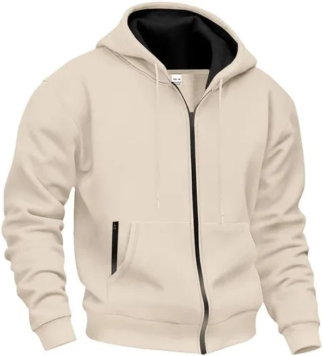 Miniatura 4 de LIZALIG Chaqueta de forro polar con capucha y cremallera completa para hombre con capucha ajustable y bolsillos delanteros seguros