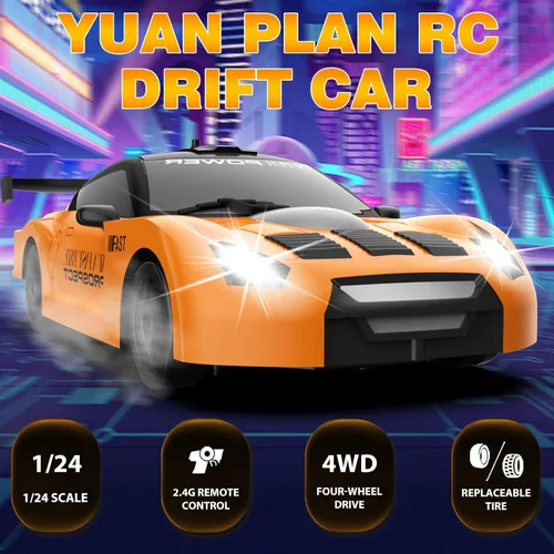 Miniatura 2 de Coche RC de Derrape 1/24 2.4GHz Coche de Control Remoto 4WD de Alta Velocidad con Luz LED y Neumáticos de Derrape Juguetes de Carreras para Niños
