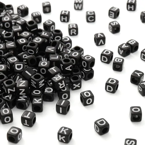 Miniatura 3 de ToBeIT Cuentas acrílicas del alfabeto de la A a la Z, 1000 cuentas para hacer joyas, pulseras, collares (0.236 pulgadas) (negro)