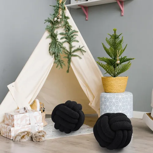 Miniatura 5 de Namalu 2 almohadas de nudo, decorativas, redondas, de felpa, círculos anudados, suaves, para habitación, sofá, hogar, cama, suelo