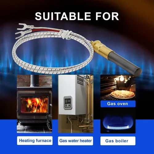 Miniatura 6 de Termopila de 24 pulgadas para chimenea de gas 750mv Q313A Termopar de chimenea de gas se adapta para calentador de agua a gas, freidora de gas/horno