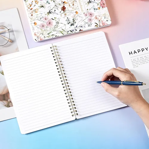 Miniatura 7 de Cuaderno de espiral - Cuadernos con bolsillo trasero, 5.7 x 8.2 pulgadas, cuaderno de diario con papel grueso y bolsillo trasero, 160 páginas