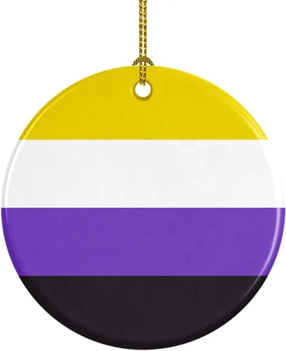 Miniatura 5 de Caroline's Treasures Trigender Pride - Adorno de cerámica para colgar en el árbol de Navidad, para el hogar, Navidad, fiestas, regalo, 3 pulgadas