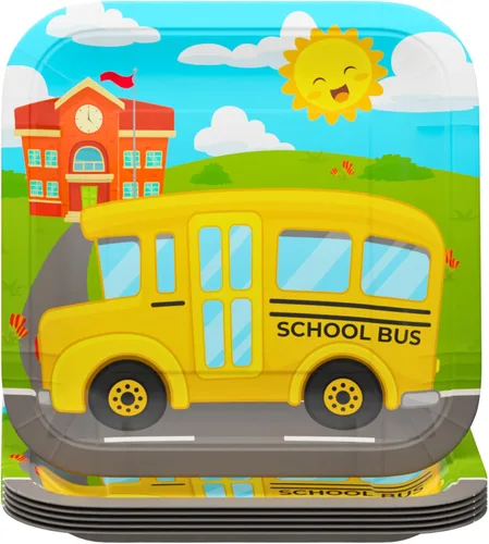 Miniatura 4 de Paquetes de fiesta de lujo para autobús escolar (127 piezas para 16 invitados), suministros de fiesta de autobús escolar, platos y servilletas