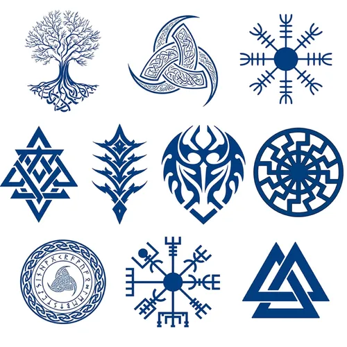 Miniatura 11 de 10 tatuajes vikingos celtas nórdicos para la parte posterior de las manos y los antebrazos, tatuajes tribales de Bule para la cara, fiesta vikinga
