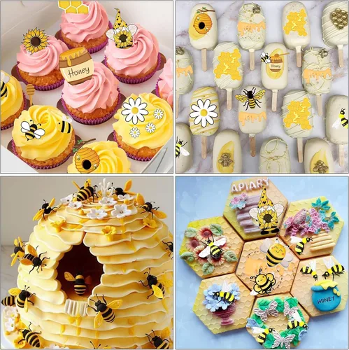 Miniatura 3 de 2 moldes para fondant de abejorro, molde de silicona de panal de abeja, molde de decoración para hornear chocolate con girasol, para decoración