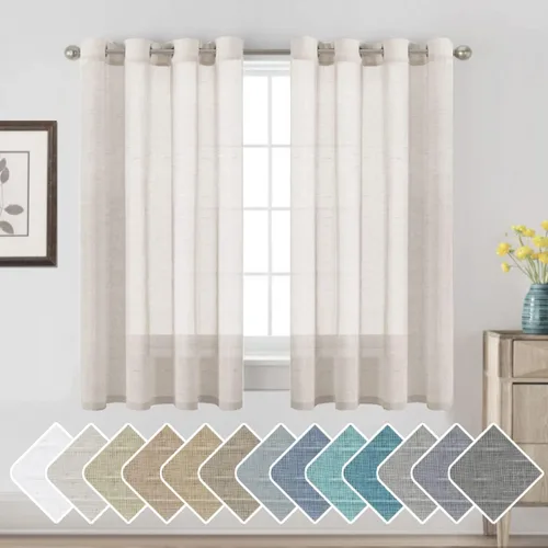Miniatura 59 de H.VERSAILTEX Cortinas de 96 pulgadas de largo, cortinas de lino/cortinas transparentes de mezcla de lino natural/paneles/cortinas para sala