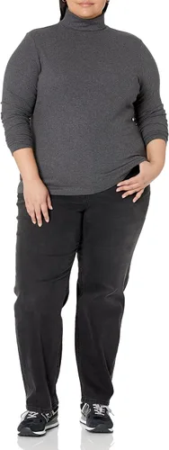 Miniatura 7 de Tienda Essentials Camiseta de cuello alto de punto acanalado de manga larga para mujer (disponible en tallas grandes), paquete de 2