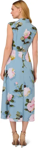 Miniatura 2 de Adrianna Papell Women's Floral Printed Tie Neck Dress