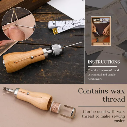 Miniatura 3 de QMNNMA Kit de punzón de costura de 40 piezas con bolsa, herramienta portátil de punzón con instrucciones, kit de punzón de costura Speedy Stitcher