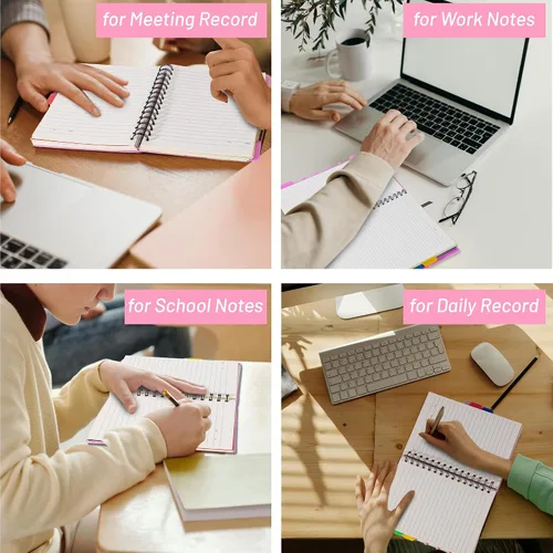 Miniatura 6 de CAGIE- Cuaderno pequeño universitario con tapa en espiral, A5 de 5 x 7 pulgadas, con pestañas separadoras extraíbles para 5 materias, 220 páginas