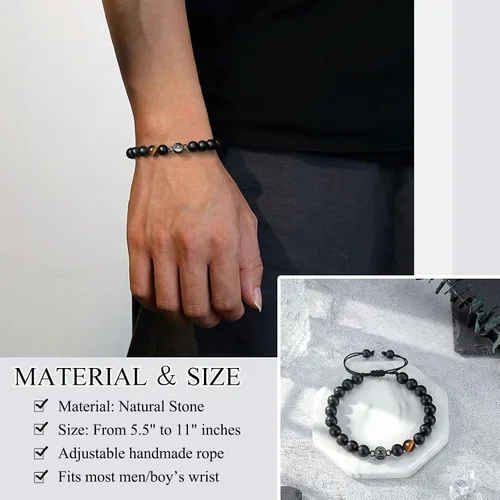 Miniatura 4 de Regalos para marido, hijo, nieto, sobrino, papá, novio, nuevo papá, hermano, padrastro, tío, te amo en 100 idiomas, pulsera ajustable para hombres