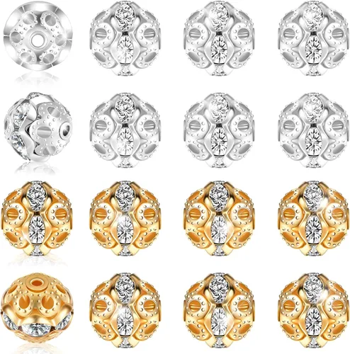 Waydress 200 piezas 8 mm de cuentas de strass para manualidades, cuentas redondas brillantes en granel para hacer joyas para pulseras, collares y