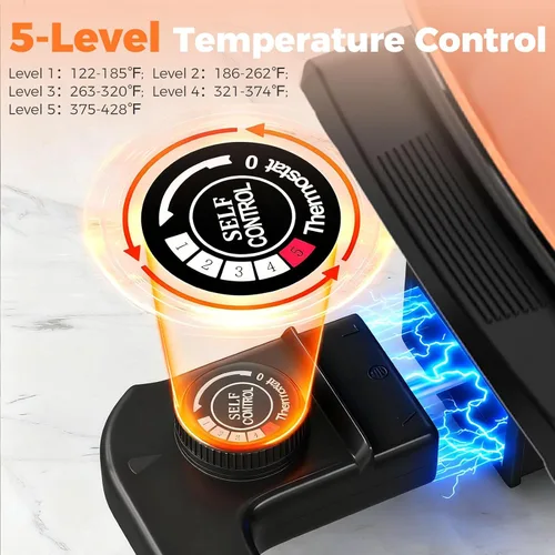Miniatura 3 de OSTBA Sartén eléctrica de 12 x 12 pulgadas con tapa de vidrio, sartén antiadherente grande de 5.2 cuartos para comidas familiares, calentamiento