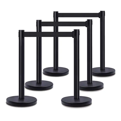 Miniatura 14 de Apex VIP Series soportes de durabilidad estándar, tela negra, cinta retráctil (juego de 2 unidades) 36 pulgadas H con 6.5 pies de cinta negra