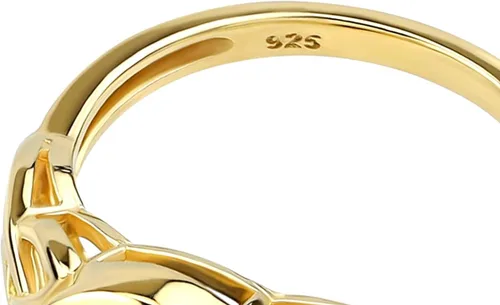 Miniatura 11 de Silvershake Anillo solitario de plata de ley 925 chapada en oro amarillo de 0.315 in con piedras preciosas de forma redonda con nudo celta triquetra