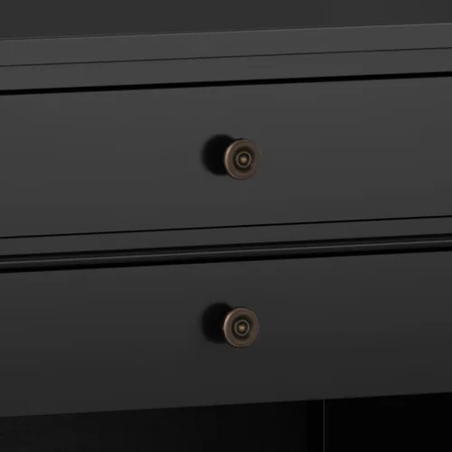 Miniatura 10 de SIMPLIHOME Carlton - Mesita de noche de madera maciza de 24 pulgadas de ancho, color negro, mesa auxiliar o auxiliar contemporánea con 2 cajones