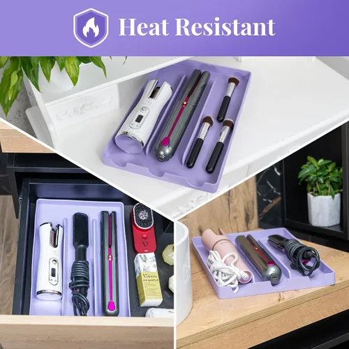 Miniatura 8 de Organizador de herramientas de silicona para el cabello – Alfombrilla resistente al calor y soporte para secadores de pelo, secadores de pelo