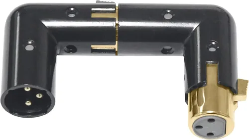 Miniatura 7 de MAD OWL Adaptador XLR de 3 pines de 90 grados, adaptador XLR de ángulo recto ajustable macho a hembra para cable DMX negro