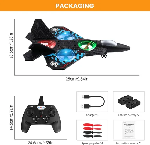 Miniatura 6 de Avión RC de 2.4GHz, Avión de Control Remoto L0712, Cuadricóptero con Vuelo Estacionario Automático, Avión de Combate RC RTF para Principiantes, Azul