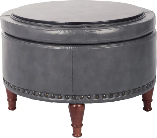 Miniatura 4 de OSP Home Furnishings Alloway - Otomana de almacenamiento con clavos de bronce antiguo, piel sintética de peltre