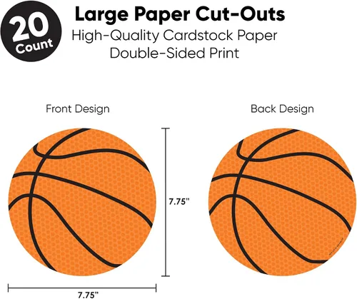 Miniatura 6 de Big Dot of Happiness Nothin' but Net – Baloncesto – Decoraciones DIY Baby Shower o Cumpleaños Elementos esenciales para fiestas grandes – Juego de 20