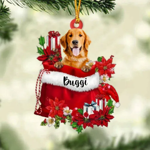 Miniatura 39 de Perro Akita Inu personalizado en bolsa de regalo, adorno de Navidad, nombre personalizado, regalo para amantes de los perros, familia, Navidad