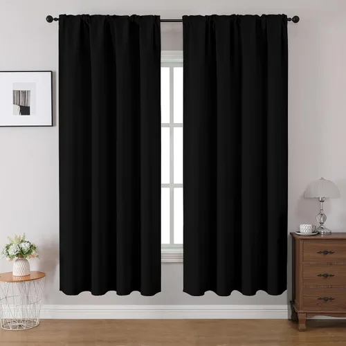 Miniatura 49 de CUCRAF Cortinas opacas de 45 pulgadas de largo, juego de 2 paneles para dormitorio, bolsillo para cortinero, cortinas de oscurecimiento