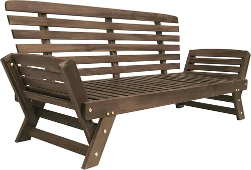 Miniatura 9 de Harper & Bright Designs Sofá convertible para exteriores con reposabrazos ajustable, sofá de madera maciza para patio con cojines, acabado Acabado