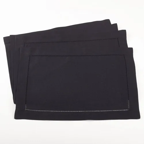 Miniatura 13 de SARO LIFESTYLE Servilleta de cóctel con borde cosido (juego de 12), negro, 6"x6