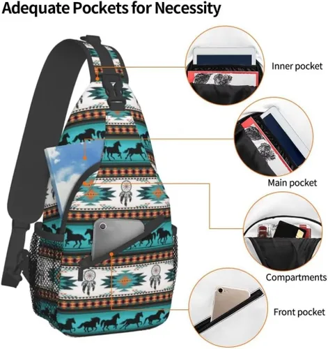 Miniatura 3 de SUCORONIS Bolso bandolera casual para mujeres y hombres, bolso de pecho cruzado, mochila ligera para viajes, senderismo, mochila, Estampado