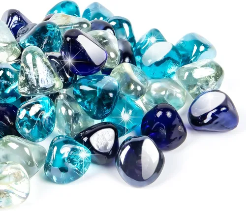 Miniatura 9 de GASPRO - Diamantes de cristal de fuego de 10 libras - Cristal de fuego transparente de 1 pulgada para fogatas de propano, rocas de cristal
