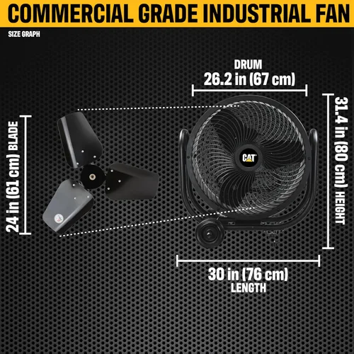 Miniatura 2 de CAT Ventiladores - Ventilador de tambor industrial de alta velocidad de 24 pulgadas de grado industrial (amarillo, 3 en 1): 6,500 CFM, 3