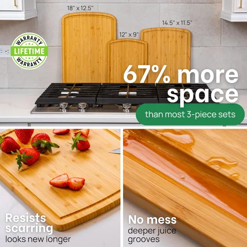 Miniatura 3 de Tablas de cortar de madera orgánica para la cocina para cortar verduras, tallar carne, cortar pan y servir charcutería para la preparación de Un