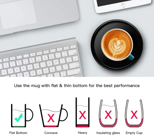 Miniatura 4 de BESTINNKITS Juego de calentador inteligente de taza de café, encendido/apagado automático, taza de inducción por gravedad, uso en escritorio