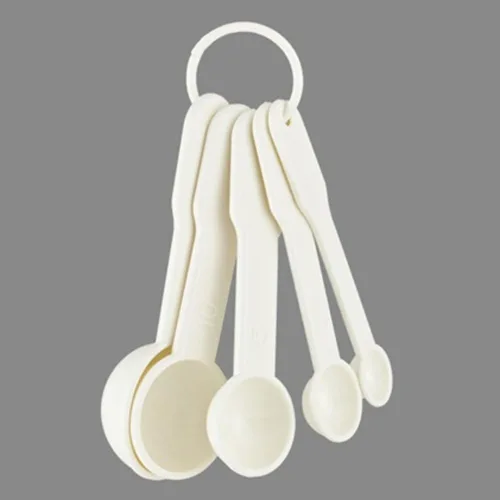 Miniatura 4 de 5 en 1 plástico blanco 0.04 oz 0.09 oz 0.18 oz 0.35 oz 0.53 oz cucharas de medición conjunto cocina herramientas para hornear