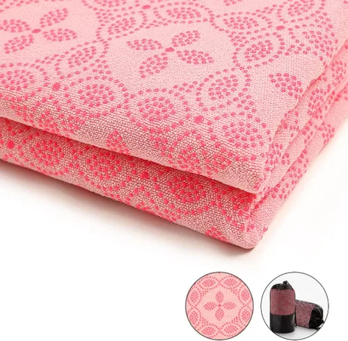 Toalla de yoga, toalla para esterilla de yoga caliente - Absorbe el sudor antideslizante para yoga caliente, pilates y entrenamiento, 24 x 72 Rosa 2